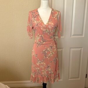 NWT Sanctuary pink floral wrap dress